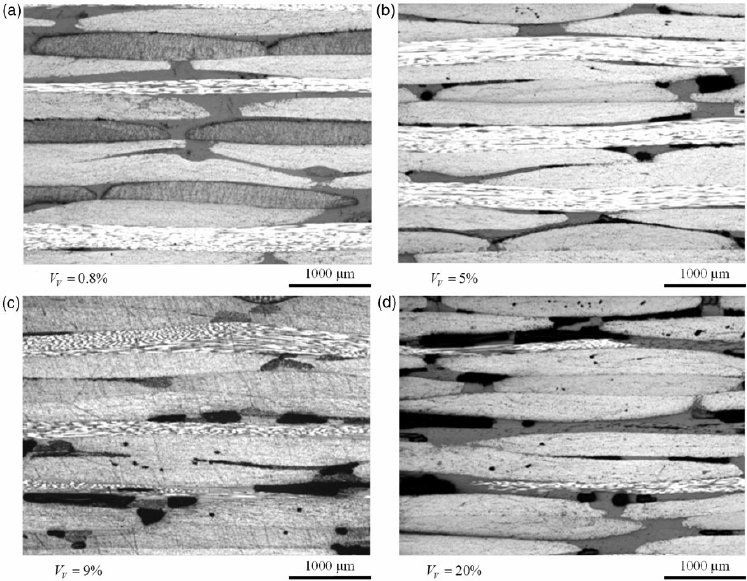 Microscopic view of voids in PCB lamination