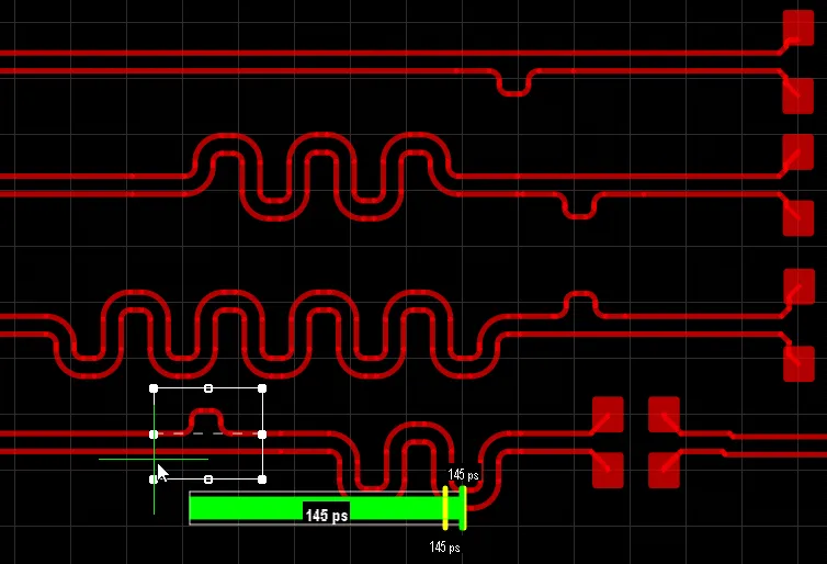 Oscilloscope capture showing intra-pair skew in differential signal