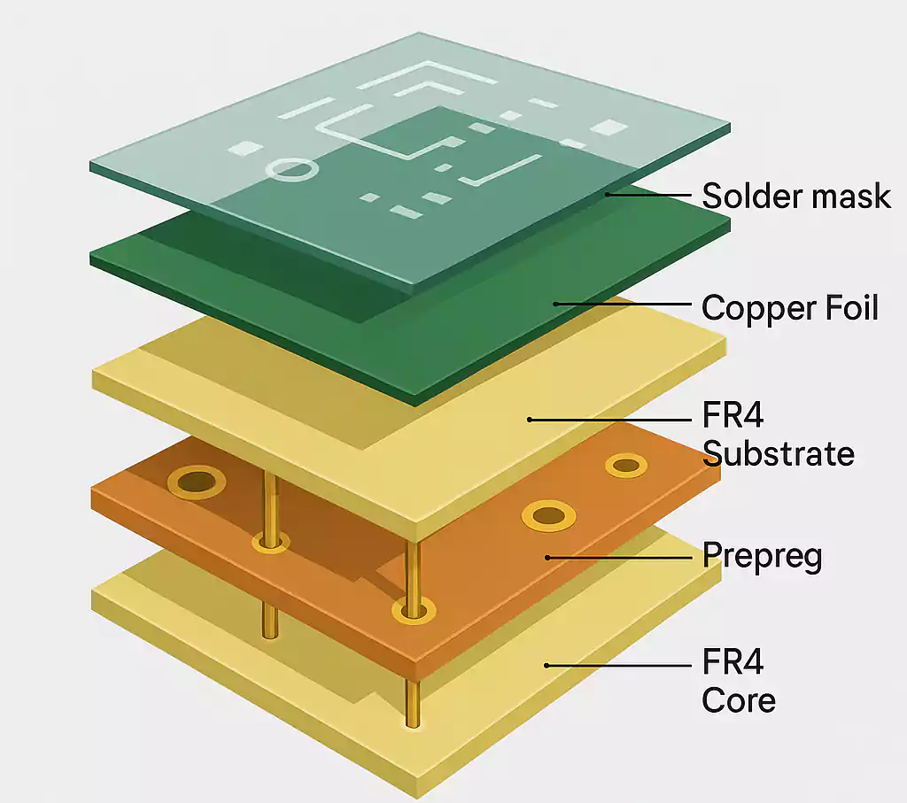 Multilayer FR-4 PCB Cross-Section