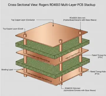Cross-section of Rogers high-frequency PCB
