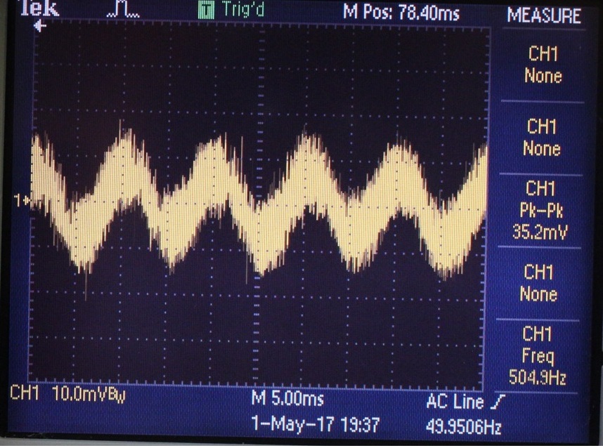 Oscilloscope Capture of Power Supply Ripple