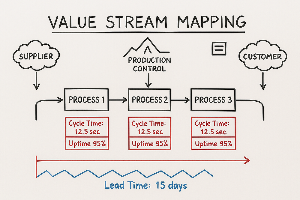Value stream map for PCB manual assembly
