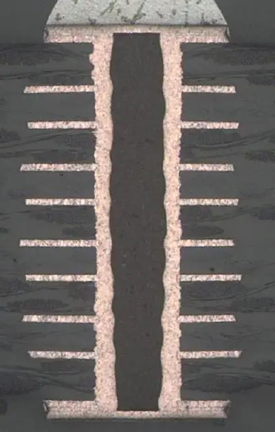 Cross-Section of Filled Via in 2oz PCB