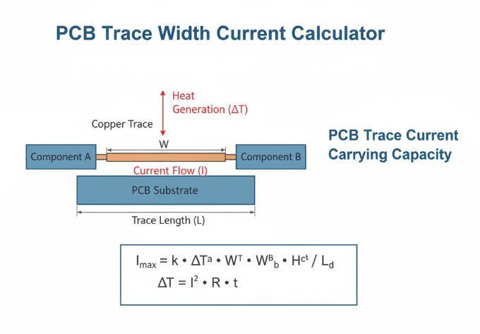 PCB trace width calculator interface