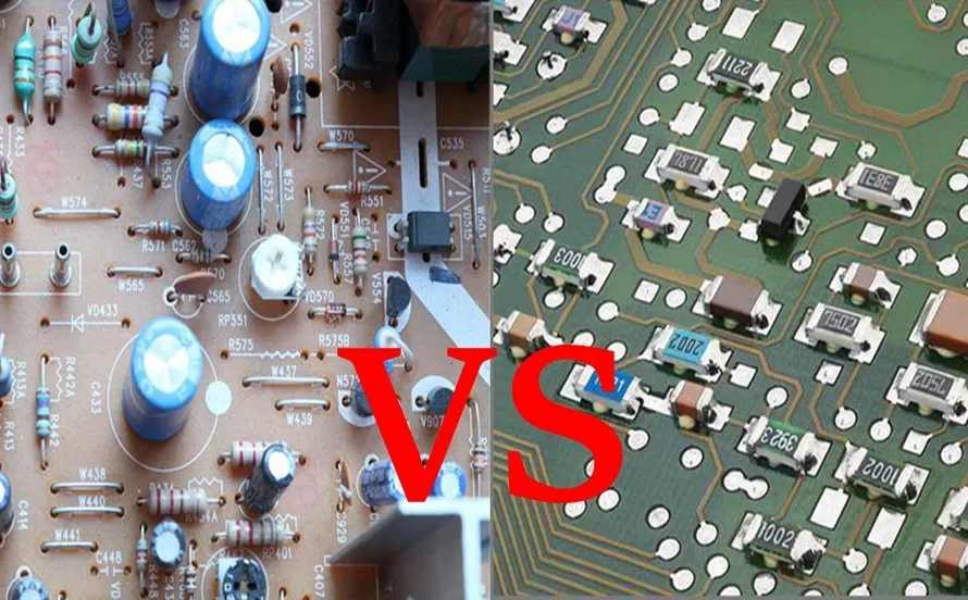 Through-Hole and Surface Mount Resistors Side by Side