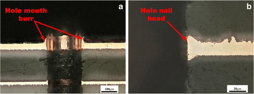 PCB Hole Wall Defects Microscope View