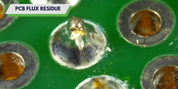 Assembled Rigid PCB with Visible Flux Residue