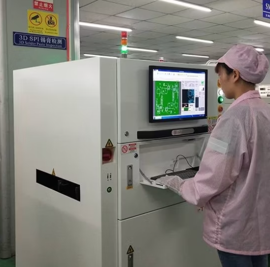 SPI machine scanning solder paste deposits on fine-pitch pads