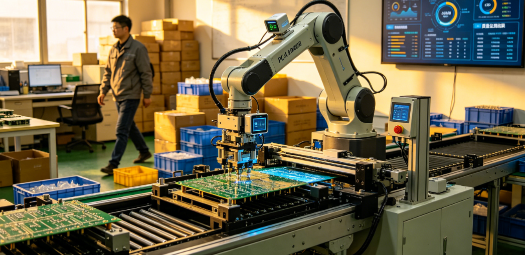 Integrated Industry 4.0 PCB assembly line with IoT sensors and data dashboards