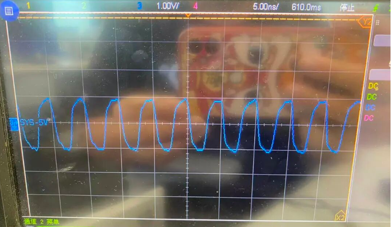 Waveform capture showing clean square wave from DIY PCB amplifier