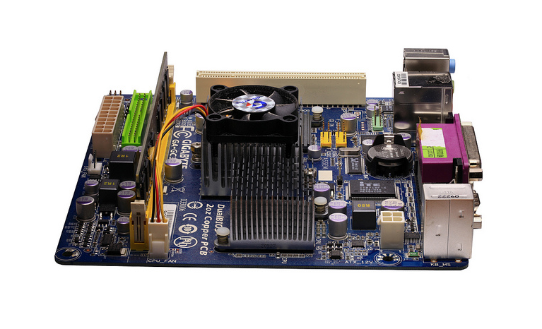 Assembled PCB with heat sink and fan