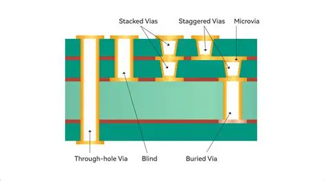 Stacked Vias in PCB Cross-Section