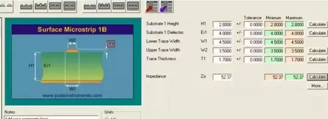 Close-up of a microstrip trace etched on FR4 for 50-ohm impedance control