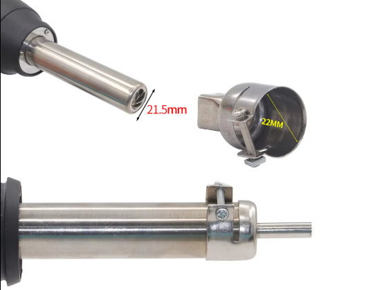 Close-up of hot air nozzle