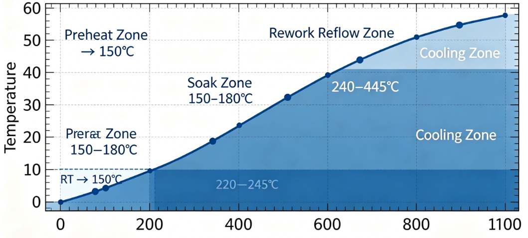 Temperature profile chart for BGA desoldering