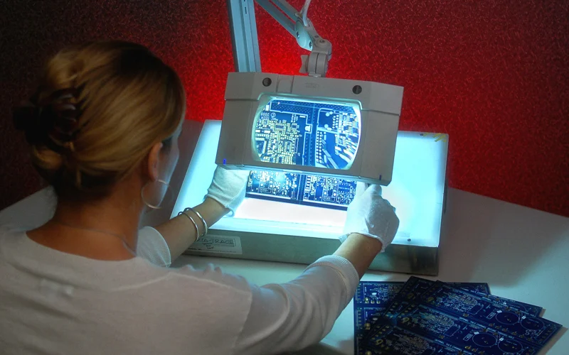 Stencil Print Inspection Under Microscope