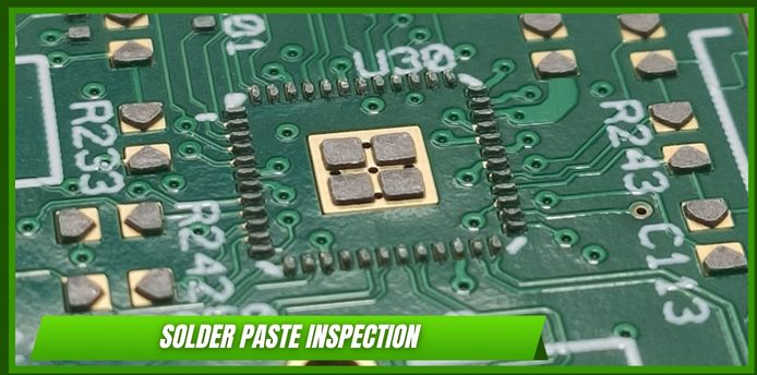 Automated optical inspection image showing solder paste volume on PCB pads