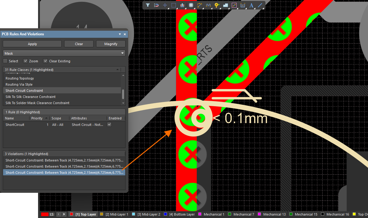 MID PCB Design Rule Check Visualization