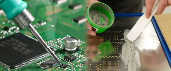 Hobbyist applying solder paste through a mylar stencil onto a PCB