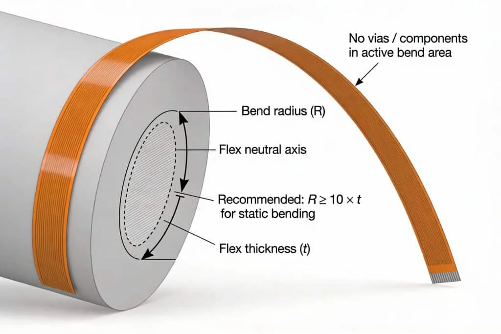 Flex PCB Bend Radius and Layer Stack Visualization