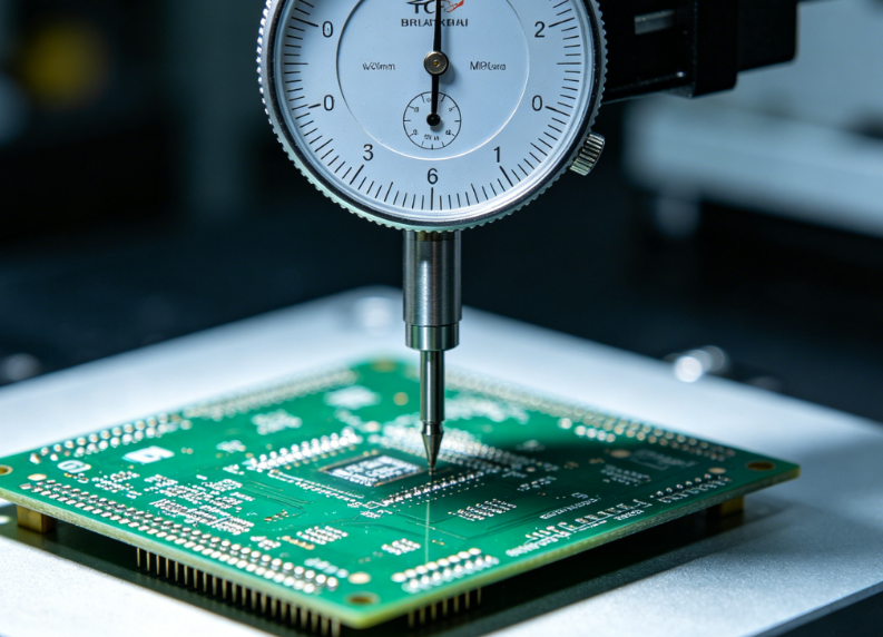 Measuring PCB warpage with a dial gauge