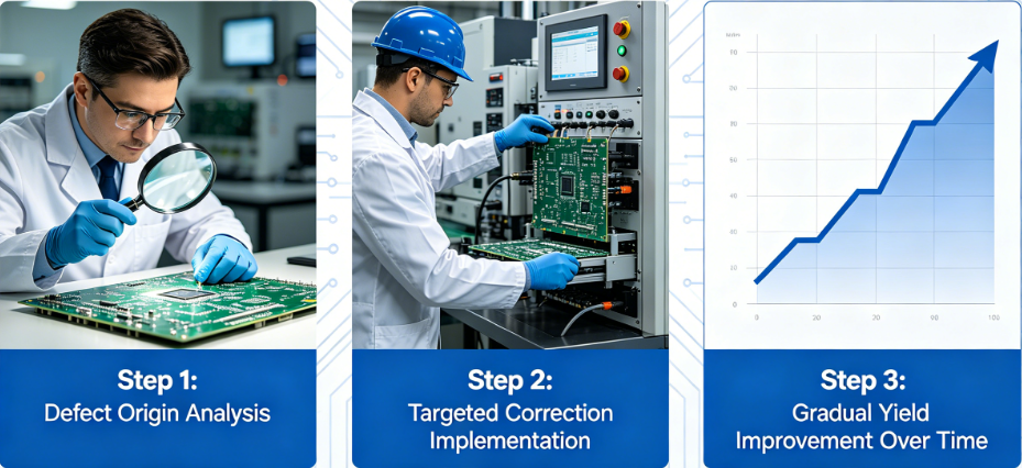 engineers can pinpoint defect origins and implement targeted corrections, leading to gradual PCB yield improvement over time.