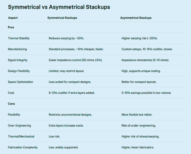 Symmetrical vs Asymmetrical PCB Comparison 