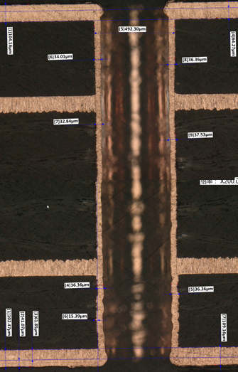 via in 3 oz Copper PCB Cross Section