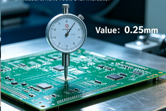 Measuring PCB warpage with a dial gauge