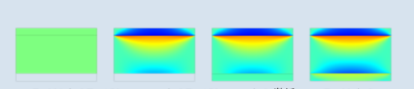 Color-coded simulation showing voltage stress distribution across dielectric material