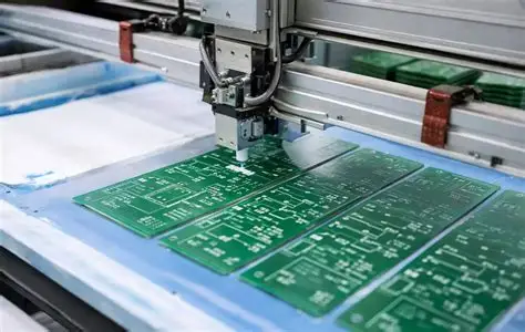 UV curing station applying silkscreen ink to PCB panels