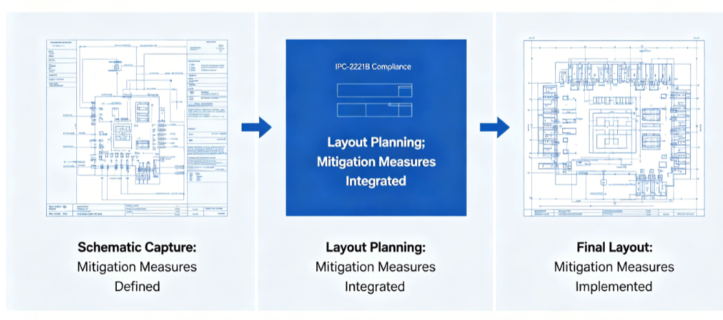 Consistent application of established design standards such as IPC-2221B ensures that mitigation measures are integrated from schematic capture through final layout.