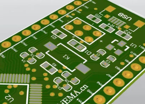 Top and bottom silkscreen layers aligned on a double-sided PCB showing component labels and clearances