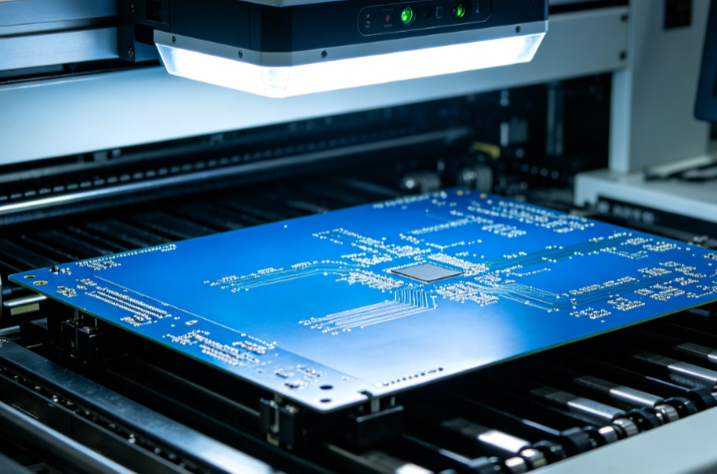 a PCB with blue solder mask