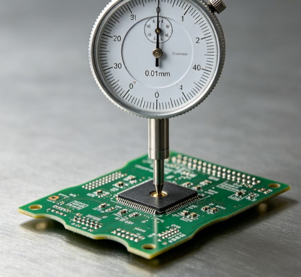 Measuring PCB warpage with a dial gauge