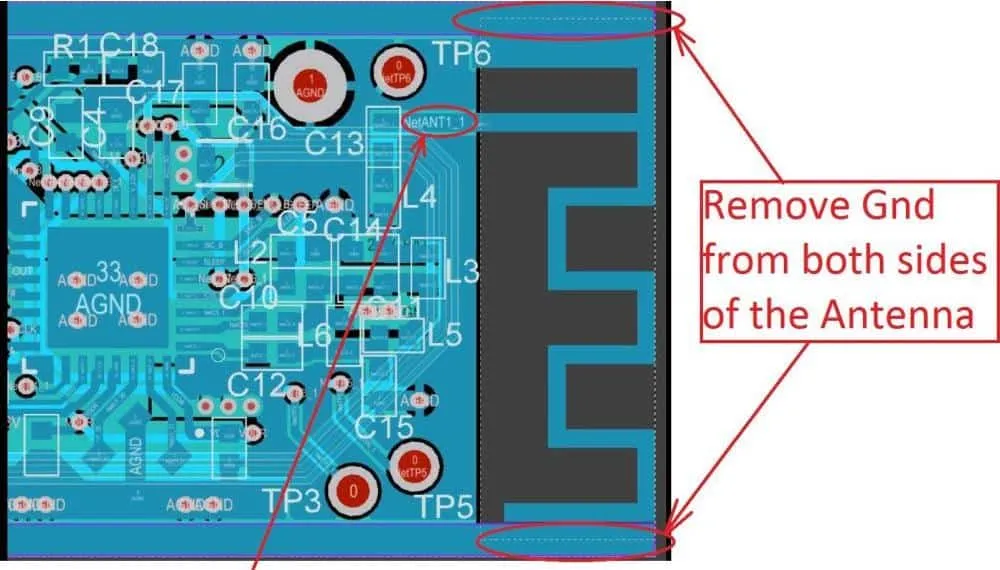 BLE RF Layout Example on Wearable PCB