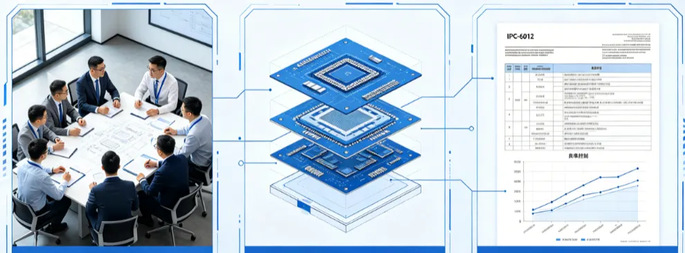 Early design-fabrication collaboration ensures manufacturable stackups that meet IPC-6012 standards and yield targets.